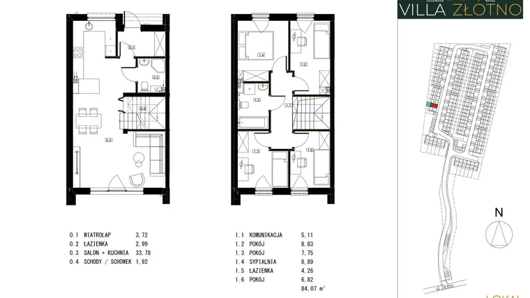 Rzut - Dom na sprzedaż 5 pokoi o powierzchni 84,7 m² - numer K5 w Villa Złotno