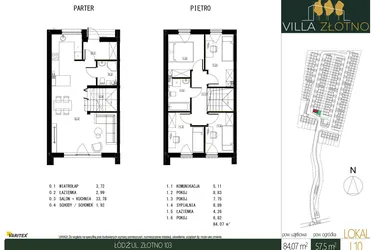 Rzut - Dom na sprzedaż 5 pokoi o powierzchni 84,7 m² - numer J10 w Villa Złotno