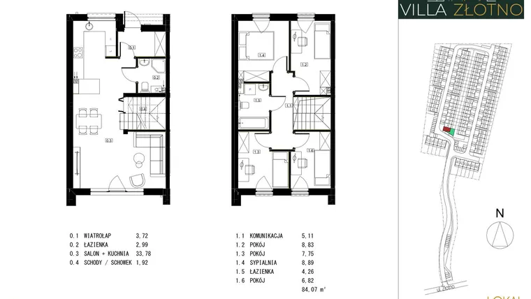 Rzut - Dom na sprzedaż 5 pokoi o powierzchni 84,7 m² - numer J10 w Villa Złotno