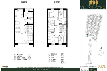 Rzut - Dom na sprzedaż 5 pokoi o powierzchni 85,3 m² - numer L3 w Villa Złotno