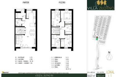 Rzut - Dom na sprzedaż 5 pokoi o powierzchni 84,7 m² - numer L1 w Villa Złotno