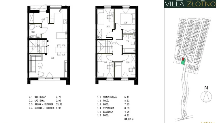 Rzut - Dom na sprzedaż 5 pokoi o powierzchni 84,7 m² - numer L1 w Villa Złotno