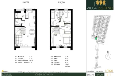 Rzut - Dom na sprzedaż 4 pokoje o powierzchni 84,54 m² - numer L1 w Villa Złotno