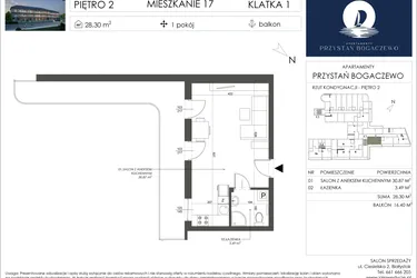 Rzut - Mieszkanie na sprzedaż 1 pokój o powierzchni 34,36 m² - numer 17 w Przystań Bogaczewo