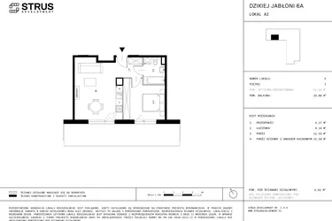 Rzut - Mieszkanie na sprzedaż 2 pokoje o powierzchni 42,84 m² - numer A2.5 w Dzikiej Jabłoni 6A