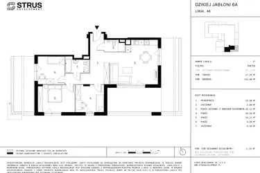 Rzut - Mieszkanie na sprzedaż 4 pokoje o powierzchni 80,7 m² - numer A8.17 w Dzikiej Jabłoni 6A