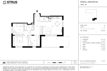 Rzut - Mieszkanie na sprzedaż 4 pokoje o powierzchni 80,8 m² - numer A8.31 w Dzikiej Jabłoni 6A