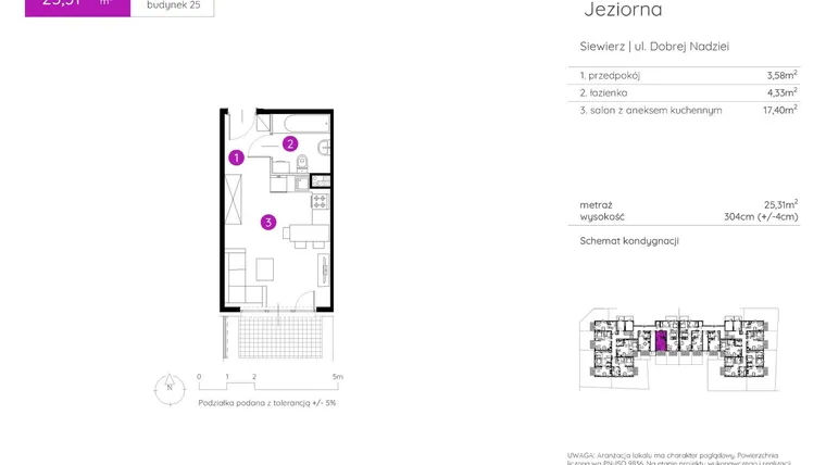 Rzut - Mieszkanie na sprzedaż 1 pokój o powierzchni 25,31 m² - numer 25.A.0.2 w Murapol Siewierz Jeziorna bud. 25 i 26