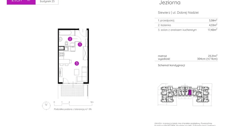 Rzut - Mieszkanie na sprzedaż 1 pokój o powierzchni 25,31 m² - numer 25.B.0.2 w Murapol Siewierz Jeziorna bud. 25 i 26