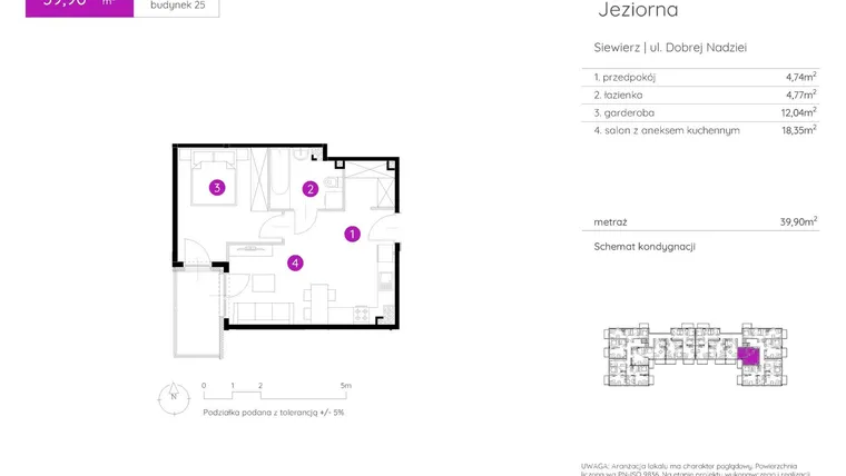 Rzut - Mieszkanie na sprzedaż 1 pokój o powierzchni 39,9 m² - numer 25.B.2.4 w Murapol Siewierz Jeziorna bud. 25 i 26
