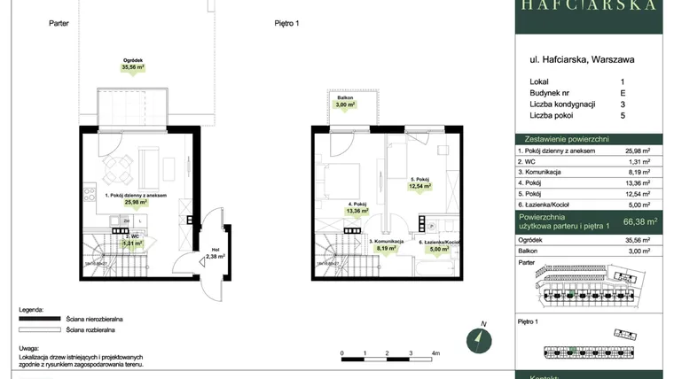 Rzut - Dom na sprzedaż 5 pokoi o powierzchni 100,35 m² - numer E1 w Hafciarska