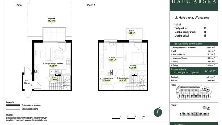 Rzut - Dom na sprzedaż 5 pokoi o powierzchni 100,35 m² - numer B1 w Hafciarska