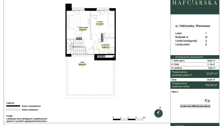 Rzut - Dom na sprzedaż 5 pokoi o powierzchni 100,35 m² - numer G1 w Hafciarska