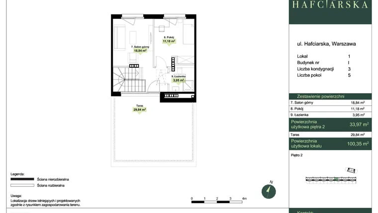 Rzut - Dom na sprzedaż 5 pokoi o powierzchni 100,35 m² - numer I1 w Hafciarska