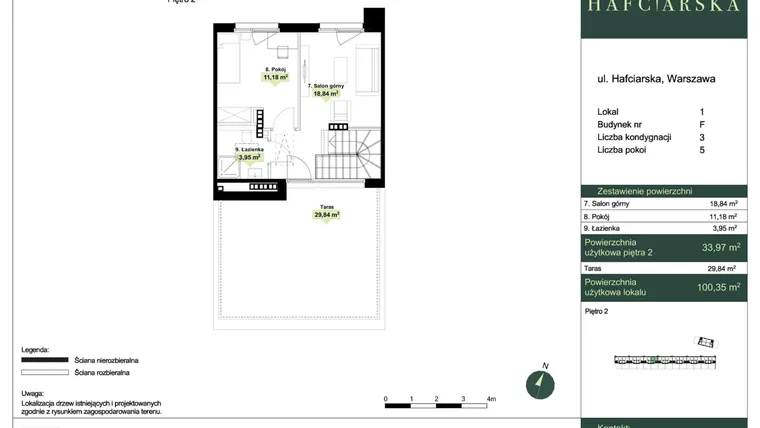 Rzut - Dom na sprzedaż 5 pokoi o powierzchni 100,35 m² - numer F1 w Hafciarska