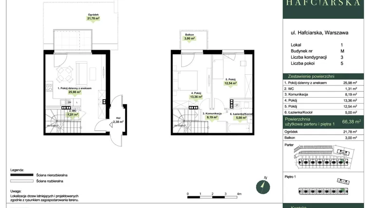 Rzut - Dom na sprzedaż 5 pokoi o powierzchni 100,35 m² - numer M1 w Hafciarska