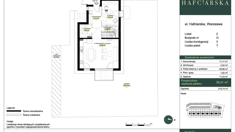 Rzut - Dom na sprzedaż 7 pokoi o powierzchni 163,84 m² - numer O2 w Hafciarska