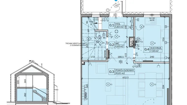Rzut - Dom na sprzedaż 4 pokoje o powierzchni 77,26 m² - numer 19 w Ahoj Pogórze etap 2 i 3