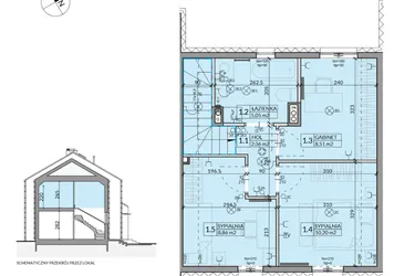 Rzut - Dom na sprzedaż 4 pokoje o powierzchni 77,26 m² - numer 27 w Ahoj Pogórze etap 2 i 3