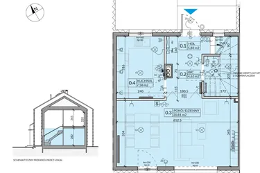 Rzut - Dom na sprzedaż 4 pokoje o powierzchni 77,26 m² - numer 34 w Ahoj Pogórze etap 2 i 3