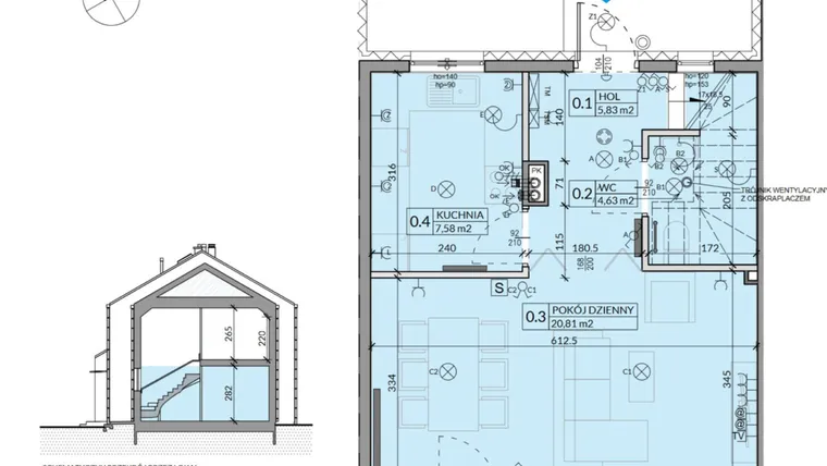Rzut - Dom na sprzedaż 4 pokoje o powierzchni 77,26 m² - numer 34 w Ahoj Pogórze etap 2 i 3