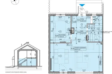 Rzut - Dom na sprzedaż 4 pokoje o powierzchni 77,26 m² - numer 38 w Ahoj Pogórze etap 2 i 3