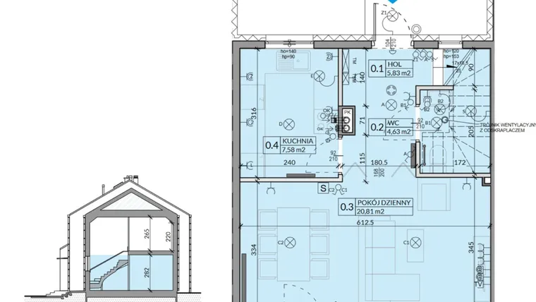 Rzut - Dom na sprzedaż 4 pokoje o powierzchni 77,26 m² - numer 38 w Ahoj Pogórze etap 2 i 3