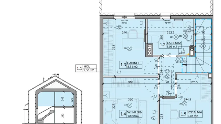 Rzut - Dom na sprzedaż 4 pokoje o powierzchni 77,26 m² - numer 38 w Ahoj Pogórze etap 2 i 3
