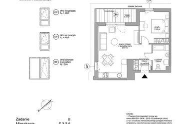 Rzut - Mieszkanie na sprzedaż 2 pokoje o powierzchni 46,24 m² - numer F.2.2.5 w Rumia Centralna II