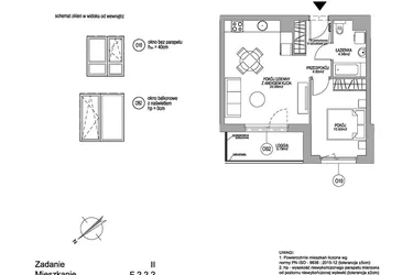 Rzut - Mieszkanie na sprzedaż 2 pokoje o powierzchni 40,95 m² - numer F.2.2.2 w Rumia Centralna II