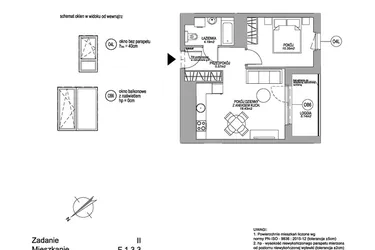 Rzut - Mieszkanie na sprzedaż 2 pokoje o powierzchni 38,54 m² - numer F.1.3.3 w Rumia Centralna II