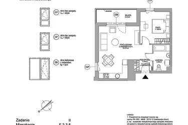Rzut - Mieszkanie na sprzedaż 2 pokoje o powierzchni 46,24 m² - numer F.2.3.5 w Rumia Centralna II