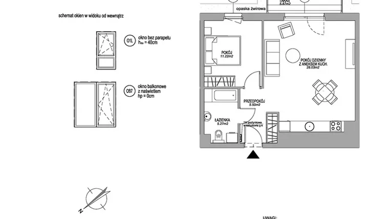 Rzut - Mieszkanie na sprzedaż 2 pokoje o powierzchni 50,02 m² - numer F.2.2.6 w Rumia Centralna II