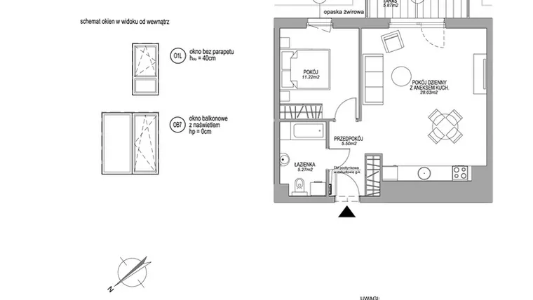 Rzut - Mieszkanie na sprzedaż 2 pokoje o powierzchni 50,02 m² - numer F.2.2.6 w Rumia Centralna II