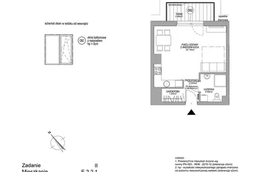 Rzut - Mieszkanie na sprzedaż 1 pokój o powierzchni 34,32 m² - numer E.2.2.1 w Rumia Centralna II