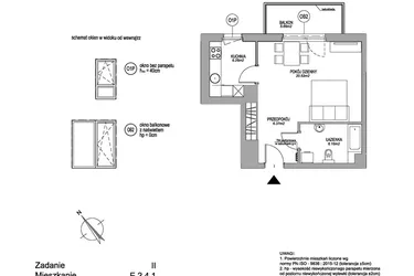 Rzut - Mieszkanie na sprzedaż 1 pokój o powierzchni 39,32 m² - numer E.2.4.1 w Rumia Centralna II