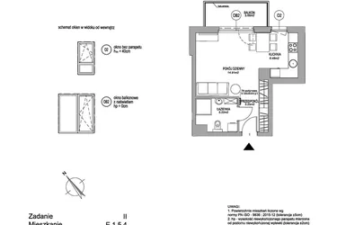 Rzut - Mieszkanie na sprzedaż 1 pokój o powierzchni 31,86 m² - numer E.1.5.4 w Rumia Centralna II