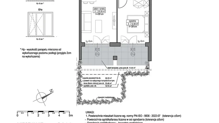 Rzut - Mieszkanie na sprzedaż 2 pokoje o powierzchni 46,96 m² - numer B.3.1.1 w Park Migowo