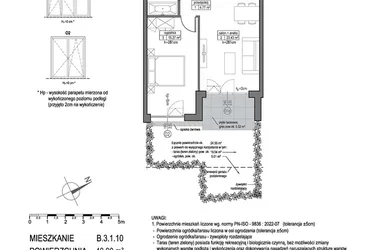 Rzut - Mieszkanie na sprzedaż 2 pokoje o powierzchni 48,9 m² - numer B.3.1.10 w Park Migowo