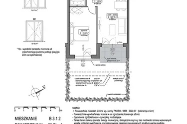 Rzut - Mieszkanie na sprzedaż 2 pokoje o powierzchni 50,71 m² - numer B.3.1.2 w Park Migowo