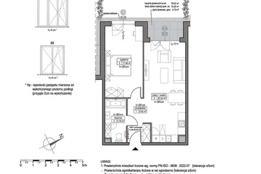 Rzut - Mieszkanie na sprzedaż 2 pokoje o powierzchni 54,15 m² - numer B.3.1.4 w Park Migowo