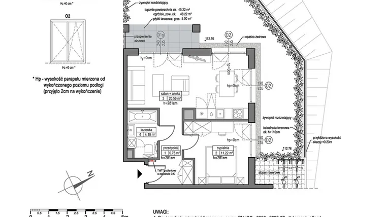 Rzut - Mieszkanie na sprzedaż 2 pokoje o powierzchni 42,63 m² - numer B.5.1.4 w Park Migowo