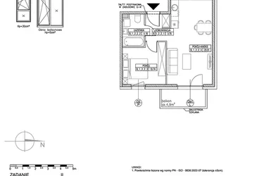 Rzut - Mieszkanie na sprzedaż 2 pokoje o powierzchni 43,68 m² - numer B.1.2.2 w Forma II