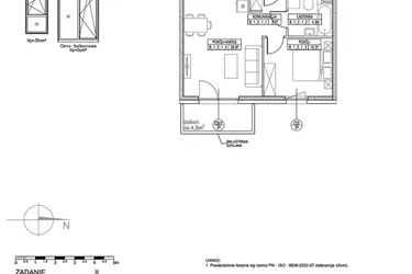 Rzut - Mieszkanie na sprzedaż 2 pokoje o powierzchni 39,41 m² - numer B.1.2.1 w Forma II