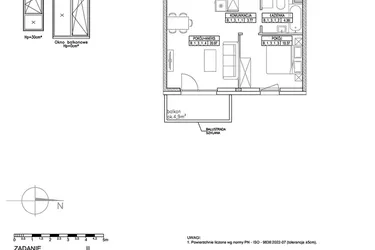 Rzut - Mieszkanie na sprzedaż 2 pokoje o powierzchni 39,41 m² - numer B.1.3.1 w Forma II