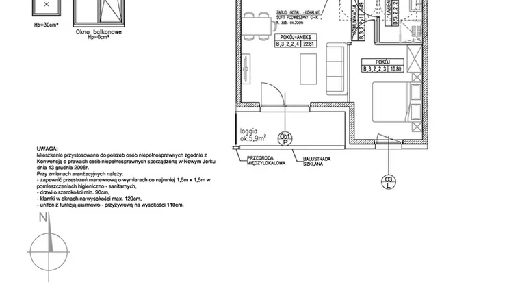 Rzut - Mieszkanie na sprzedaż 2 pokoje o powierzchni 44,75 m² - numer B.3.2.2 w Forma II