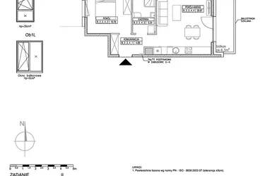 Rzut - Mieszkanie na sprzedaż 2 pokoje o powierzchni 41,78 m² - numer B.2.3.4 w Forma II
