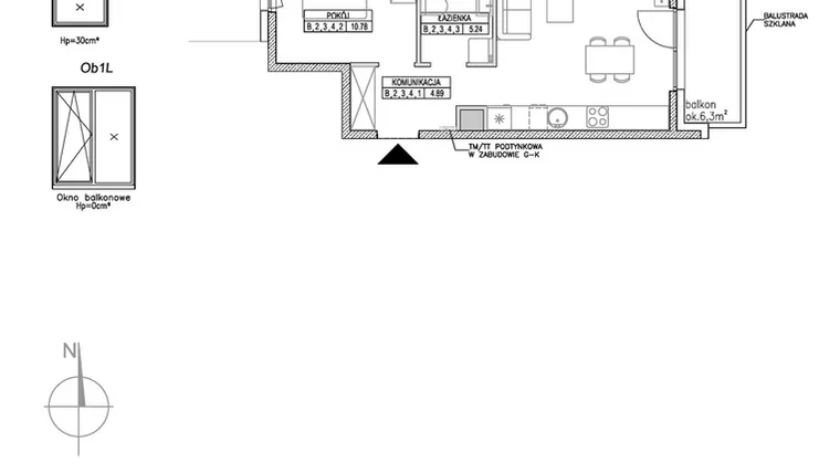 Rzut - Mieszkanie na sprzedaż 2 pokoje o powierzchni 41,78 m² - numer B.2.3.4 w Forma II