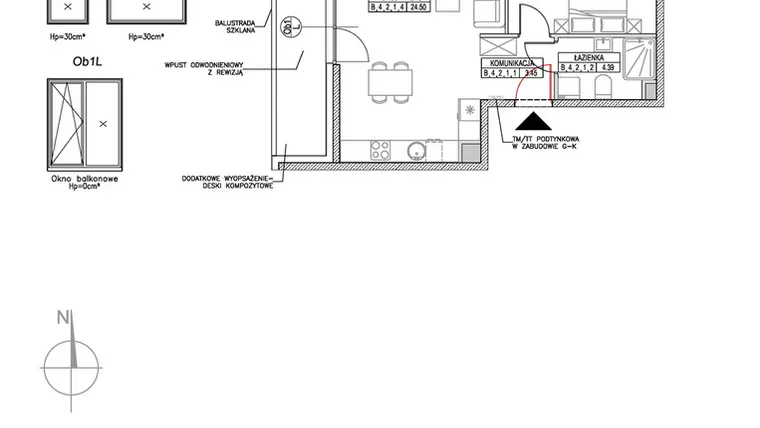 Rzut - Mieszkanie na sprzedaż 2 pokoje o powierzchni 42,38 m² - numer B.4.2.1 w Forma II