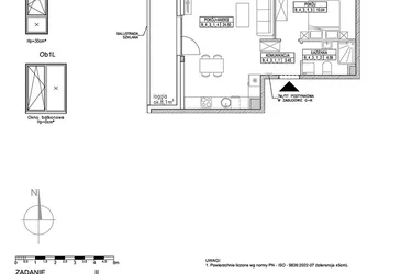 Rzut - Mieszkanie na sprzedaż 2 pokoje o powierzchni 42,38 m² - numer B.4.3.1 w Forma II